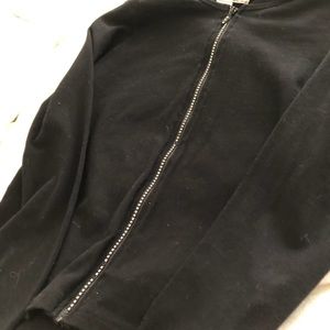 Zippered Bedazzled Cotton Sweater